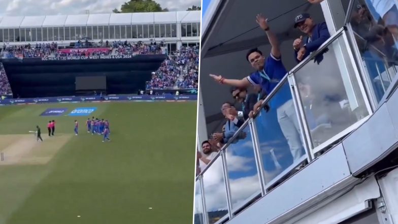 BCCI Secretary Jay Shah Ecstatically Celebrates India's Thrilling Six-Run Win Over Pakistan in ICC T20 World Cup 2024 at Nassau County International Cricket Stadium (Watch Video)