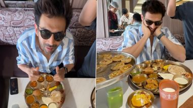 Kartik Aaryan Relishes Delectable Gujarati Thali While Promoting Chandu Champion in Gujarat (Watch Video)