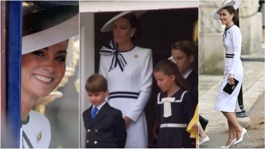 Kate Middleton First Photos From Trooping the Colour 2024: Catherine, Princess of Wales Makes First Public Appearance Since Cancer Diagnosis at King's Official Birthday Celebration (Watch Video)