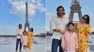 MS Dhoni Poses in Front of Eiffel Tower With Wife Sakshi, Daughter Ziva for a Lovely Family Picture!