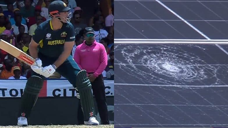 Mitchell Marsh’s Massive Six Damages Solar Panel at Kensington Oval During AUS vs ENG ICC T20 World Cup 2024 Match (Watch Video)