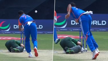 Mohammed Siraj's Throw Hits Mohammad Rizwan's Shoulder As Indian Pacer Tries to Run Out Pakistan Batsman During IND vs PAK T20 World Cup 2024 Match (Watch Video)