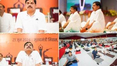 International Yoga Day 2024: Madhya Pradesh CM Mohan Yadav Performs Yoga at CM House, Inaugurates 'Shri Anna Samvardhan Abhiyan'  (See Pics and Video)