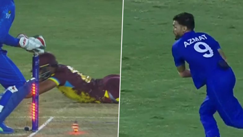 Nicholas Pooran Run Out Video: Azmatullah Omarzai Executes a Brilliant Direct Hit To Dismiss West Indies Wicketkeeper Batsman Before Reaching His Century During WI vs AFG ICC T20 World Cup 2024 Match