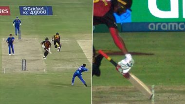 Norman Vanua Loses His Bat, Unusually Gets Run-Out During AFG vs PNG ICC T20 World Cup 2024 Match (Watch Pic and Videos)