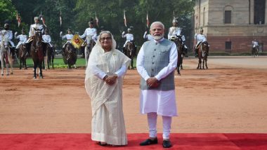 Bangladesh PM Sheikh Hasina Receives Ceremonial Welcome at Rashtrapati Bhavan in Presence of PM Narendra Modi (See Pics and Video)