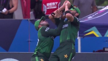 Pakistan Cricketers Usman Khan and Shaheen Afridi Collide Dangerously While Attempting to Take A Catch During PAK vs IRE ICC T20 World Cup 2024 Match (Watch Video)