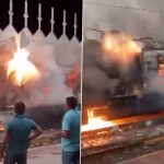 Train on Fire in Bihar Video: Coaches of Patna-Jharkhand Passenger Train Engulf in Flames in Lakhisarai, Viral Clip of ‘Burning Train’ Surfaces