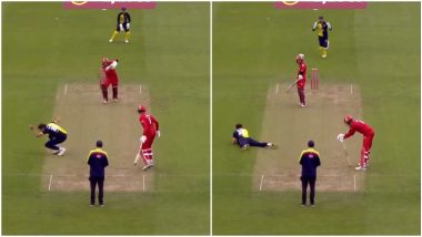 Paul Coughlin Takes a Sensational One-Handed Catch To Dismiss Matthew Hurst During Durham vs Lancashire Vitality T20 Blast 2024 Match, Video Goes Viral