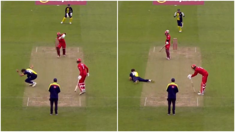 Paul Coughlin Takes a Sensational One-Handed Catch To Dismiss Matthew Hurst During Durham vs Lancashire Vitality T20 Blast 2024 Match, Video Goes Viral