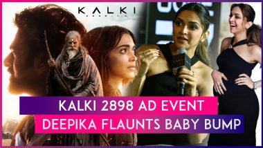 Kalki 2898 AD Pre-Release Event: Deepika Padukone Flaunts Baby Bump In Black Dress; Amitabh Bachchan & Prabhas Engage In Cute Tussle To Assist The Actress Get Off The Stage