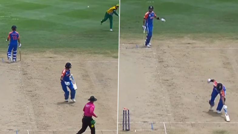 Quinton de Kock Nails Sensational Direct Hit to Dismiss Axar Patel During IND vs SA ICC T20 World Cup 2024 Final (Watch Video)