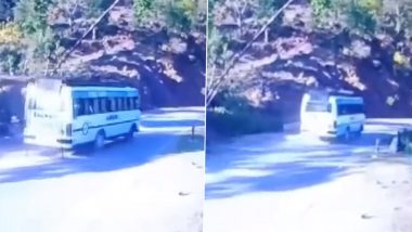 Reasi Terror Attack: CCTV Footage of Bus Carrying Pilgrims Before Being Attacked by Terrorists in Jammu and Kashmir Surfaces