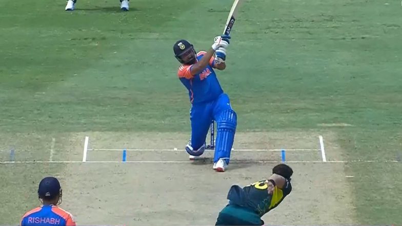 Rohit Sharma Smashes Mitchell Starc for 4 Sixes in One Over, Australian Pacer Registers His Most Expensive Over in T20Is As He Concedes 29 Runs During IND vs AUS T20WC 2024 Match