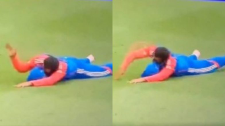 Rohit Sharma Slaps Ground in Joy After India Beat South Africa To Win ICC T20 World Cup 2024 Title in Barbados, Video Goes Viral