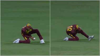 Roston Chase Takes Sharp Low Catch To Dismiss Steven Taylor During USA vs WI ICC T20 World Cup 2024 Super 8 Match (Watch Video)