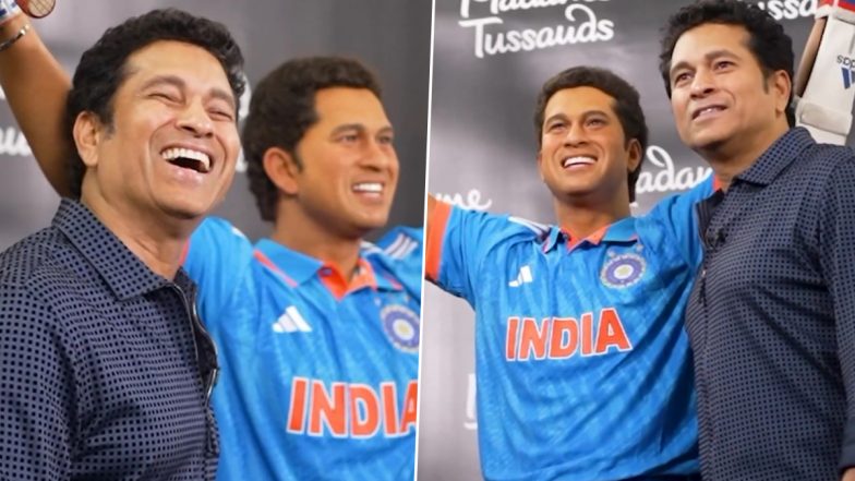 Sachin Tendulkar Visits Madame Tussauds USA in New York, Poses Next to His Wax Statue (Watch Video)