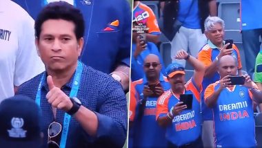 Sachin Tendulkar Attends India vs Pakistan ICC Men's T20 World Cup 2024 Match at Nassau County International Stadium in New York, Video Goes Viral