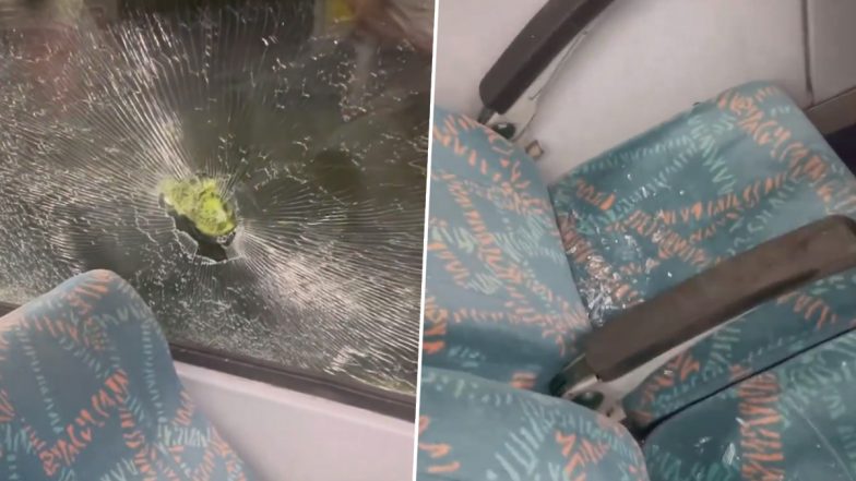 Shatabdi Express Stone Pelting Incident: Miscreants Throw Stone at Moving Delhi-Chandigarh Train, Window Damaged; Journalist Shares Experience After Escaping Unhurt (Watch Video)