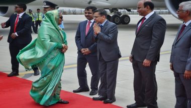 PM Modi Swearing-In Ceremony: Bangladesh PM Sheikh Hasina Arrives to Attend PM Narendra Modi’s Oath Taking Ceremony on June 9 ( See Pics and Watch Video)