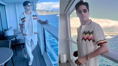 Sidharth Malhotra Poses Against a Majestic Blue Sea Backdrop in an All-White Ensemble (View Pics)