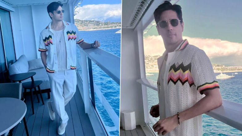 Sidharth Malhotra Poses Against a Majestic Blue Sea Backdrop in an All-White Ensemble (View Pics)