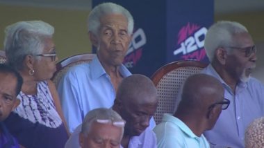 Sir Garfield Sobers Attends AUS vs ENG ICC T20 World Cup 2024 Match at Kensington Oval in Barbados (See Pics)