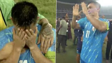 India vs Kuwait: Sunil Chhetri Breaks Down in Tears As He Receives Guard of Honour In His Last International Match, Video Goes Viral