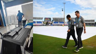 Strong Winds Damage TV in Press Box at Central Broward Regional Park Stadium As Rain in Florida Washes Out USA vs IRE ICC T20 World Cup 2024 Match