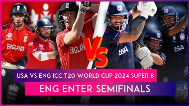 USA vs ENG ICC T20 World Cup 2024 Super 8 Stat Highlights: Chris Jordan, Jos Buttler Shine as England Storm into Semifinals