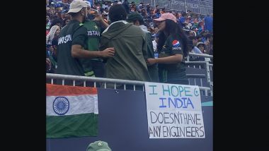 Unique 'I Hope India Doesn't Have Any Engineers' Poster Spotted During IND vs PAK T20 World Cup 2024 At the Nassau County International Cricket Stadium in New York, Picture Goes Viral