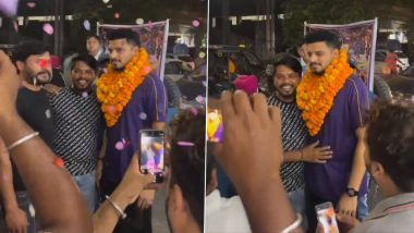 KKR Cricketer Vaibhav Arora Receives Grand Welcome At His Home in Ambala Upon Return After Winning IPL 2024 Trophy, Video Goes Viral