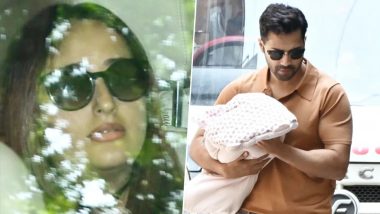 Varun Dhawan Leaves Hospital With Newborn Daughter and Wife Natasha Dalal (Watch Video)