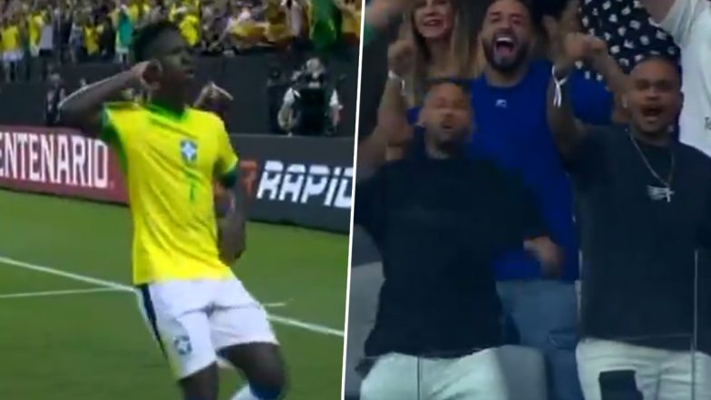 Neymar Jr Spotted Celebrating Vinicius Jr's Goal As Brazil Register Victory Against Paraguay in Copa America 2024 (Watch Video)