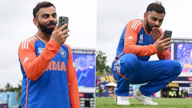 Virat Kohli Spotted Talking to His Family Over Video Call After India Win ICC T20 World Cup 2024 Title (Watch Video)