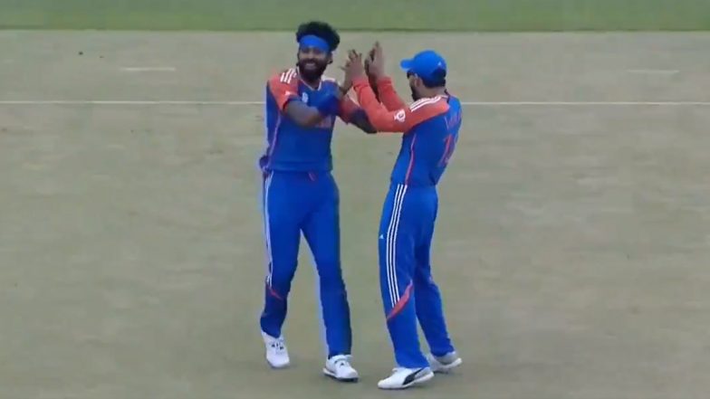 Virat Kohli Ecstatically Celebrates One of Hardik Pandya's Wickets During IND vs IRE ICC T20 World Cup 2024, Video Goes Viral