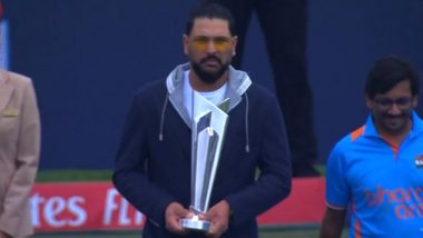 Yuvraj Singh Carries T20 World Cup 2024 Trophy To The Middle Ahead of India vs Ireland Match in New York (View Pic)