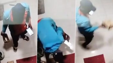 Zomato Delivery Boy Caught on Camera Stealing Customer's Package From Doorstep After Delivering Food, Company Apologises After CCTV Video Surfaces