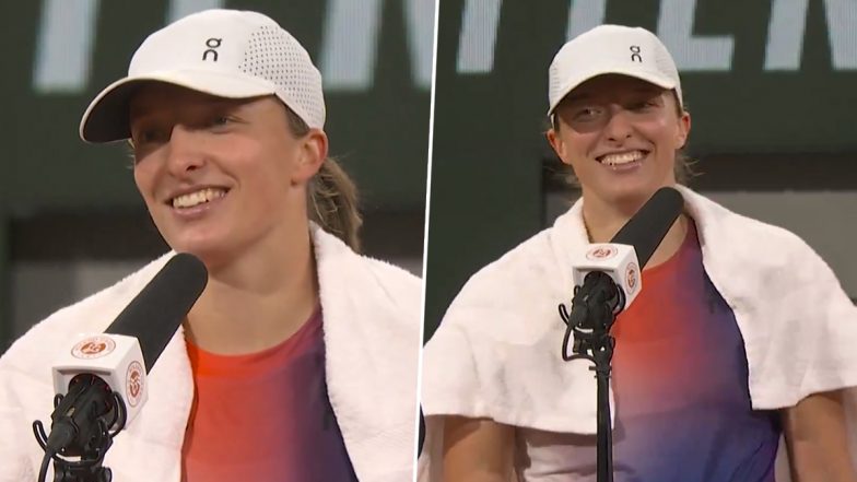 Iga Swiatek Blushes After Spectators Wish Her Happy Birthday Post Third Round Win Over Marie Bouzkova at French Open 2024 (Watch Video)