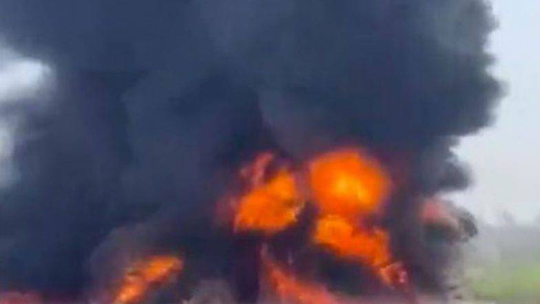 Greater Noida Fire: Massive Blaze Erupts in Warehouse Near NTPC, No Casualties Reported (Watch Video)