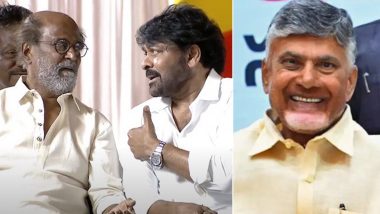 Chiranjeevi and Rajinikanth Attend Andhra Pradesh CM Chandrababu Naidu's Swearing-In Ceremony (Watch Video)