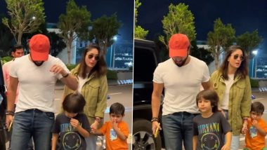 Saif Ali Khan and Kareena Kapoor Khan Jet Off in Style With Sons Taimur and Jeh – See Their Airport Looks!