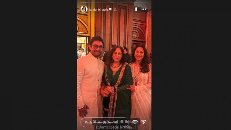Juhi Chawla Attends Aamir Khan’s Mother Zeenat Hussain’s 90th Birthday Bash; Actress Shares Special Moment (View Pic)