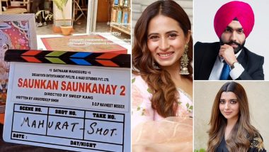 Saunkan Saunkne 2 Begins Filming: Ammy Virk, Sargun Mehta, and Nimrat Khaira Reunite for Smeep Kang’s Upcoming Punjabi Film (View Pic)