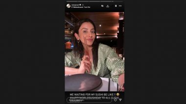 International Sushi Day 2024: Rakul Preet Singh Shares Fun Photo with Chopsticks; Actress Writes 'Me Waiting for My Sushi' (View Pic)