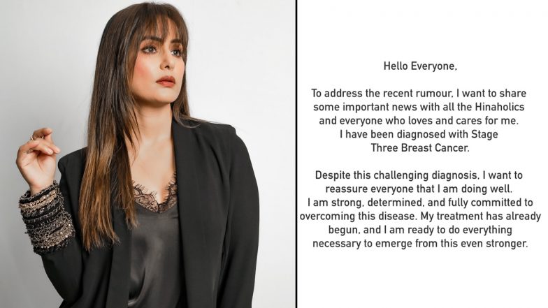 Hina Khan Diagnosed With Stage 3 Breast Cancer: Fans Send Love and Prayers to Actress, Saying ‘Stay Strong, Everything Will Be Normal’