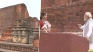 PM Narendra Modi Visits Ruins of Ancient Nalanda University in Bihar's Rajgir, Video of Prime Minister Visiting the UNESCO World Heritage Site Surfaces