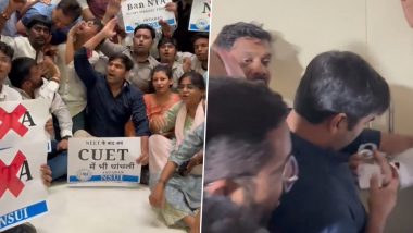 NEET-UG Paper Leak Row: NSUI Members, Congress’s Student Wing, Barge Into NTA Headquarters, Lock Its Office in Protest (Watch Video)