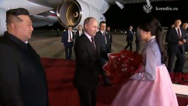 Vladimir Putin in North Korea: Russian President Arrives in North Korea for His First Visit in 24 Years, Meets With Kim Jong Un at Pyongyang Airport (Watch Video)