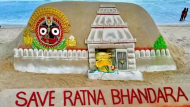 Odisha: Sand Artist Sudarsan Pattnaik Writes to CM Mohan Charan Majhi Seeking Immediate Repair of Ratna Bhandar, Treasury of Shree Jagannath Temple in Puri (Watch Video)